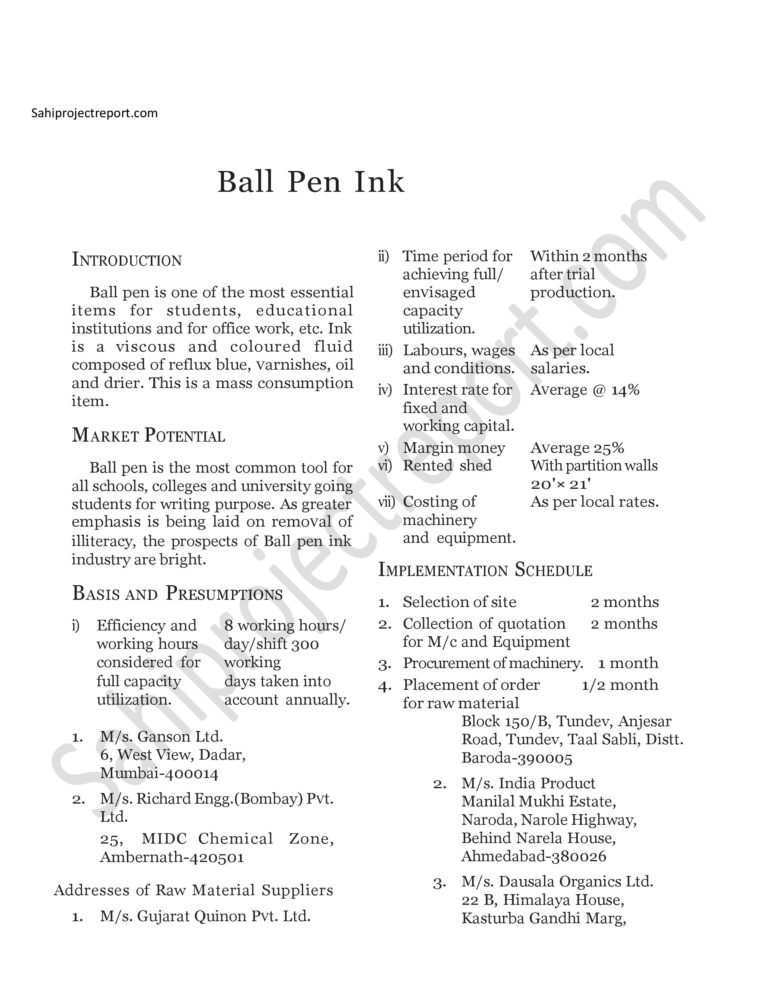 Read more about the article Sahi project report for Ball Pen Ink