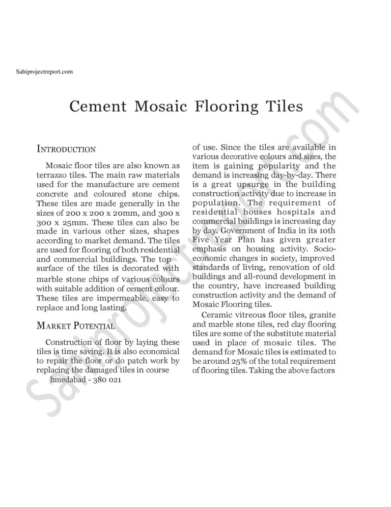 Read more about the article Sahi project report for  Cement Mosaic Flooring Tiles