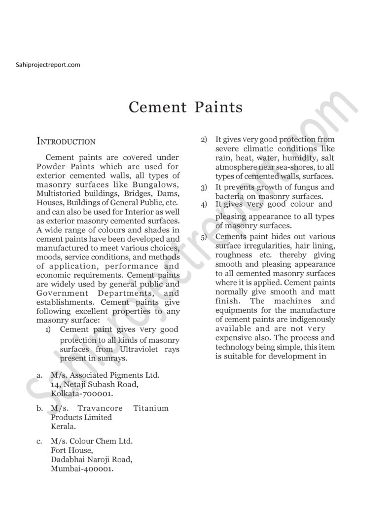 ch641 Sahi project report for Cement Paints