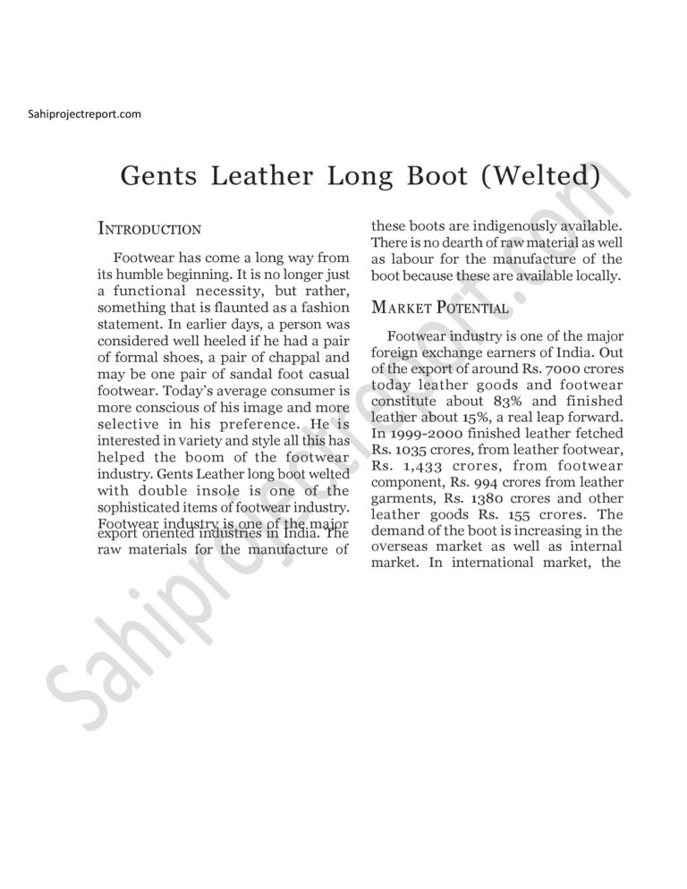 Read more about the article Sahi project report for  Gents Leather Long Boot (Welted)