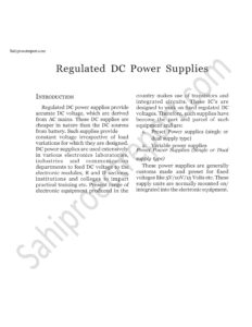 Read more about the article Sahi project report for  Regulated DC Power Supplies