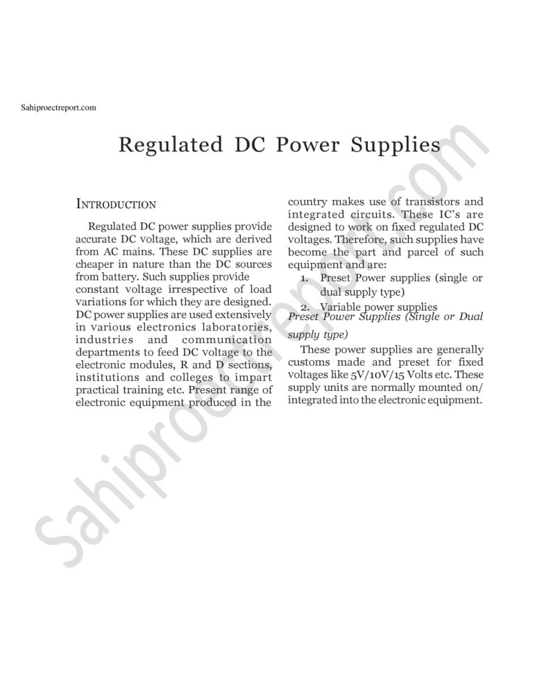 Read more about the article Sahi project report for  Regulated DC Power Supplies