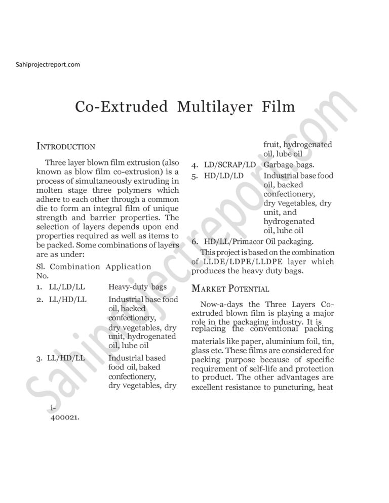 Read more about the article Sahi project report for   Co-Extruded Multilayer Film