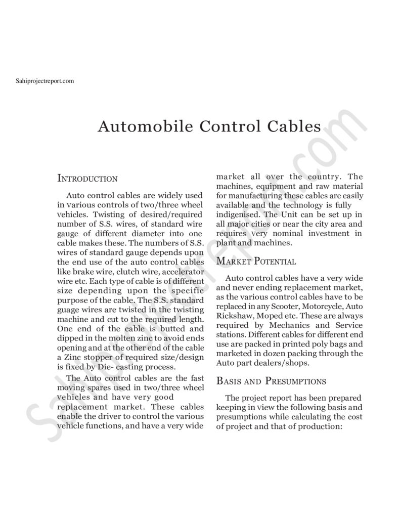 e0e04a1fd9590cfd73503ea2f28abbb1 0 Sahi Project Report For Automobile Control Cables