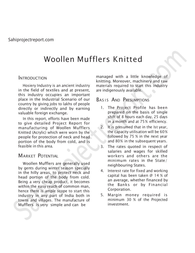 e7690bab787649f846f229c6209ff08c 0 Sahi project report for Woollen Mufflers Knitted