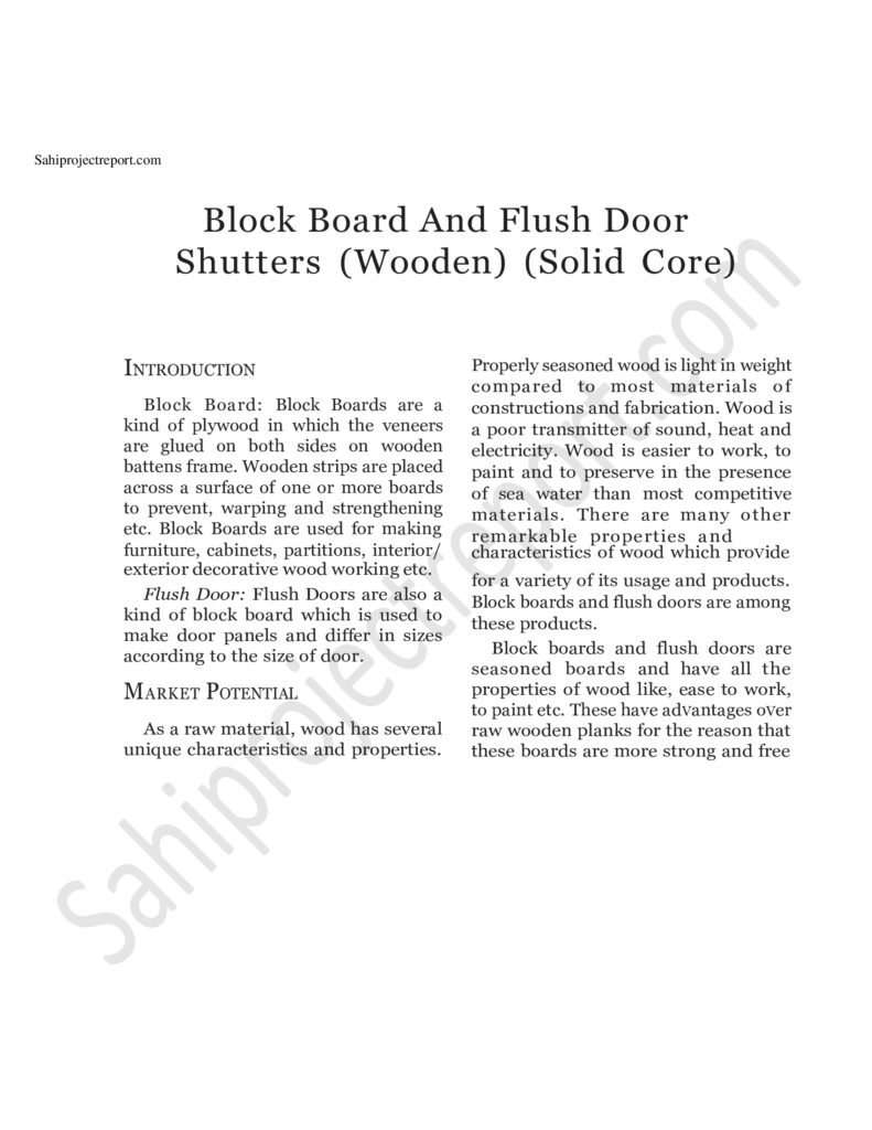 fa13cd71ca9e5033ec3a41b076636f5c 0 Sahi project report for Block Board And Flush Door Shutters (Wooden) (Solid Core)