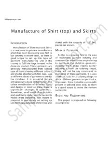 Read more about the article Sahi project report for  Manufacture of Shirt (top) and Skirts