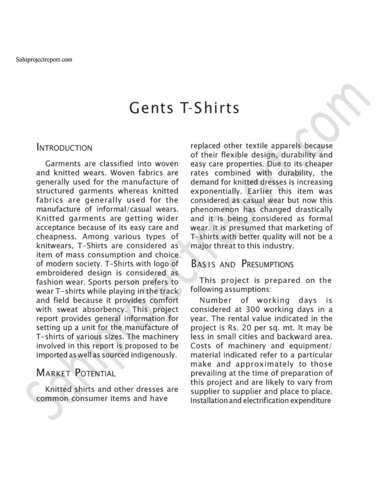 Read more about the article Sahi project report for Gents T- Shirts