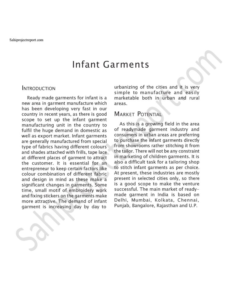 Read more about the article Sahi project report for Infant Garments