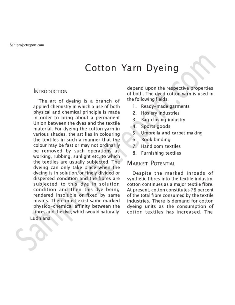 Read more about the article Sahi project report for  Cotton Yarn Dyeing