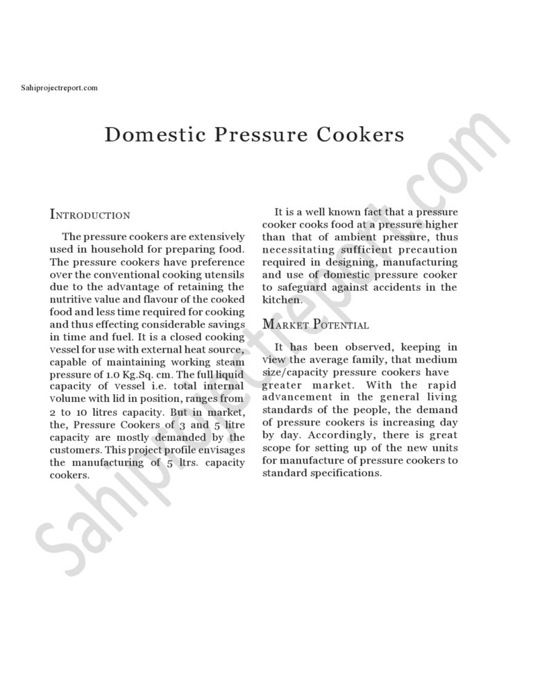 Read more about the article Sahi project report for Domestic Pressure Cookers